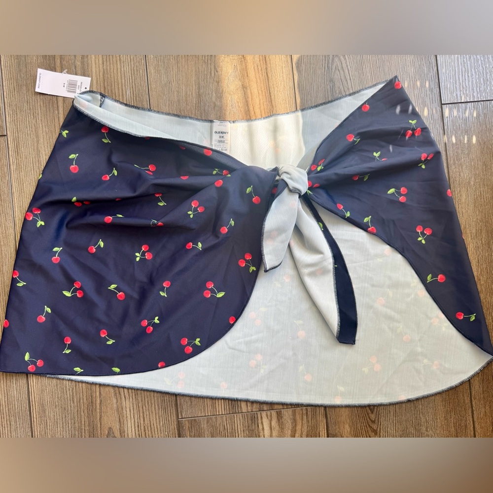 Old Navy Navy Cherry Tie-Front Swim Coverup